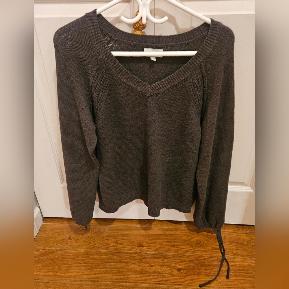 Lucky Brand Olive Green Tie Sleeve Pullover Sweater